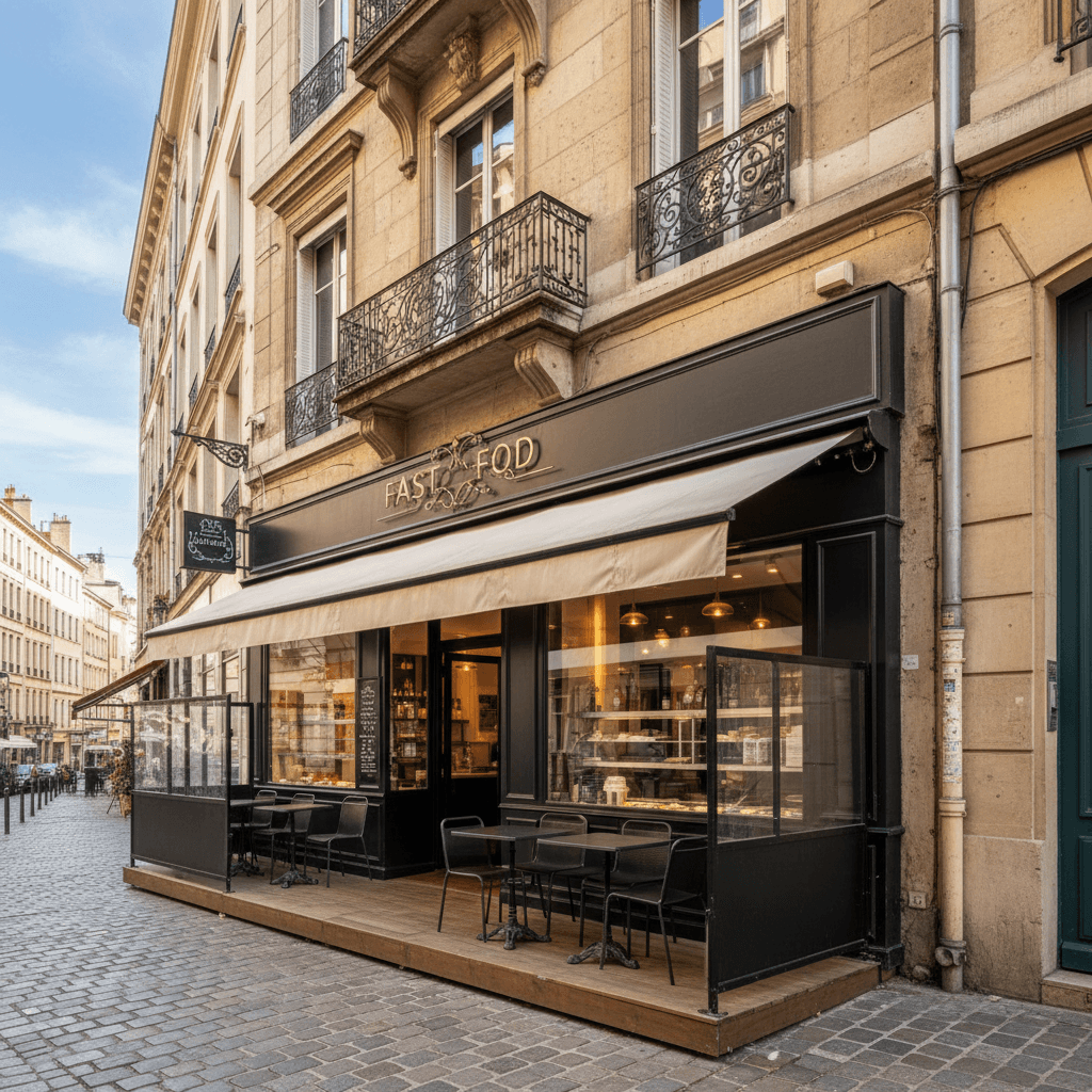 Fast-food 90m² à Lyon : terrasse - licence IV