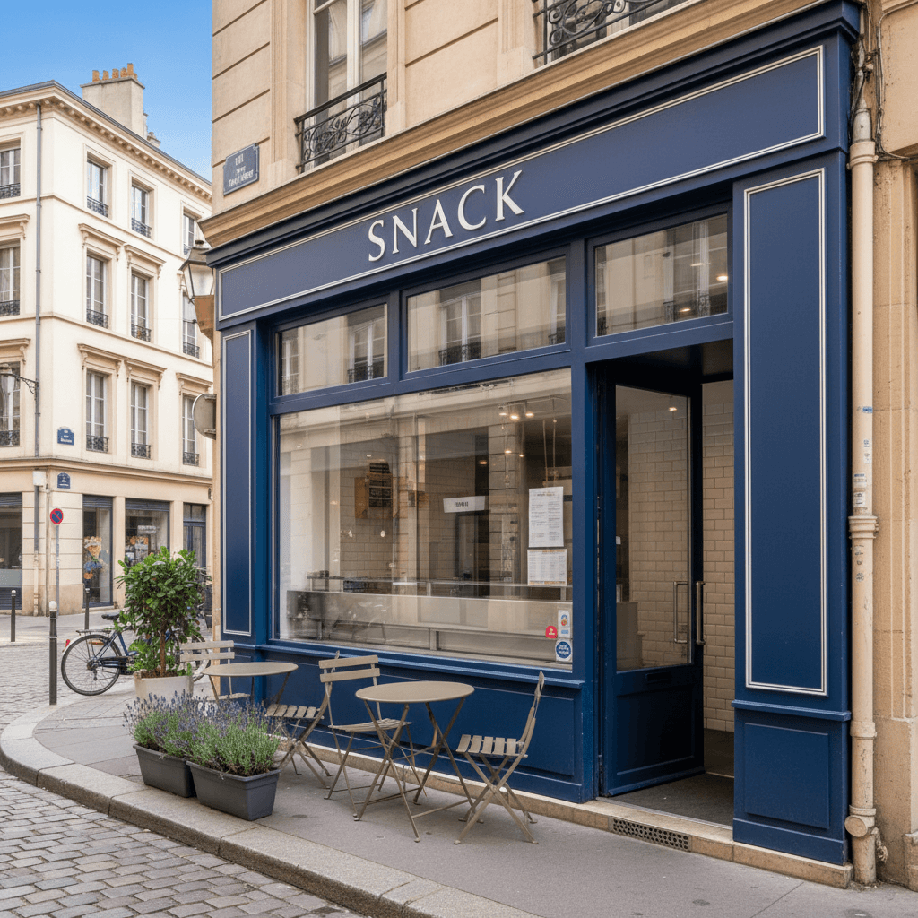 Snack 35m² à Lyon : terrasse - climatisation