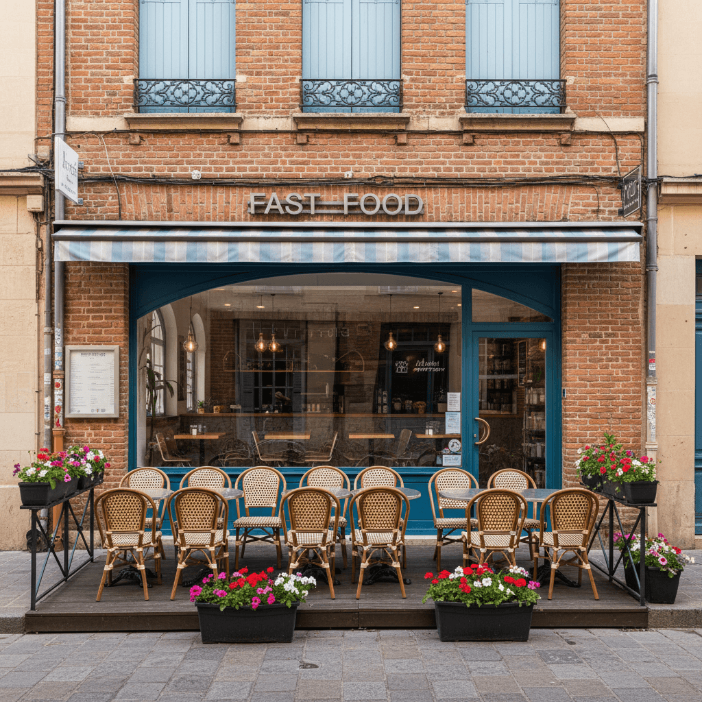 Fast-food 65m² à Toulouse : terrasse - licence IV