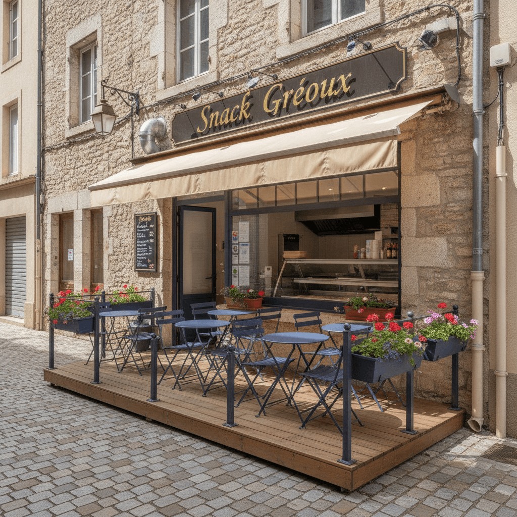Snack 29m² à Gréoux-Les-Bains : terrasse - extraction - Image 1