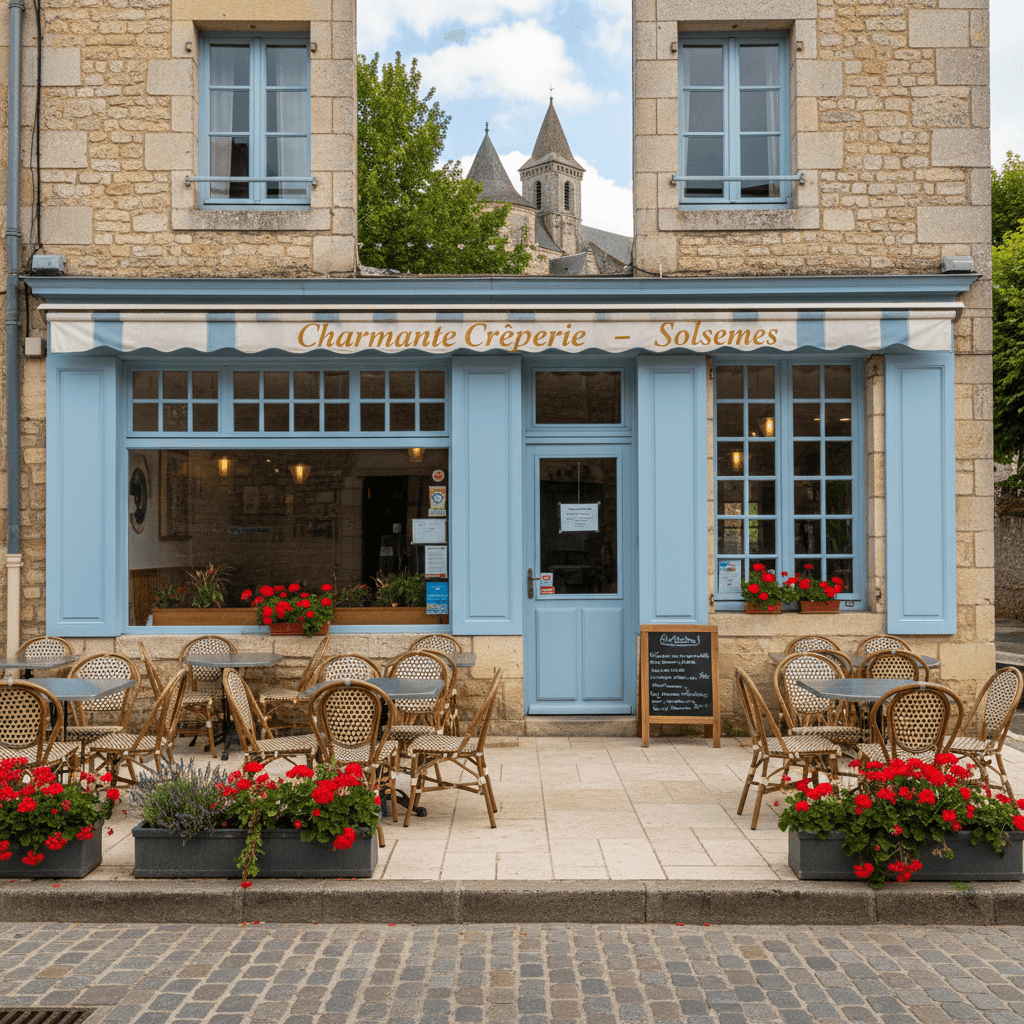 Restaurant à Solesmes : terrasse - parking - Image 1
