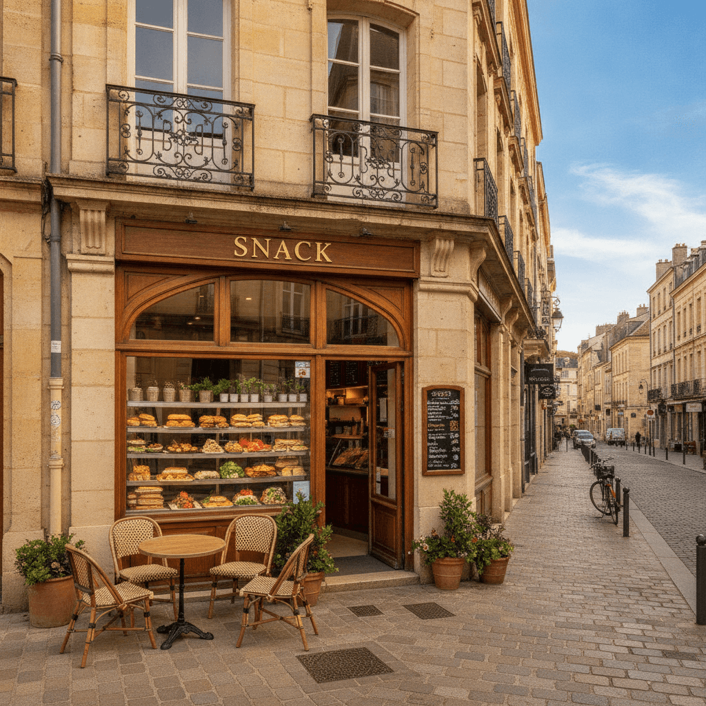 Snack 62m² à Bordeaux : terrasse - cuisine équipée