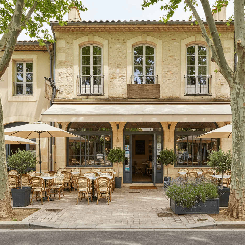 Restaurant à Les Angles : terrasse - licence IV - Image 1