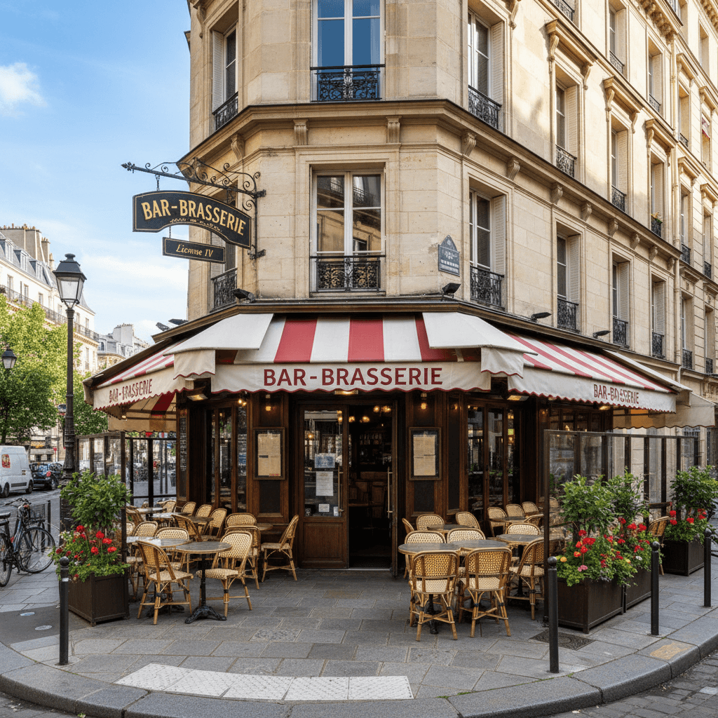 Bar-brasserie 36 couverts à Paris : terrasse - licence IV en liquidation judiciaire
