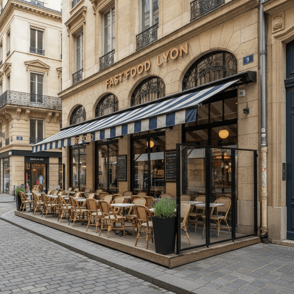 Fast-food 194m² à Lyon : terrasse - licence IV