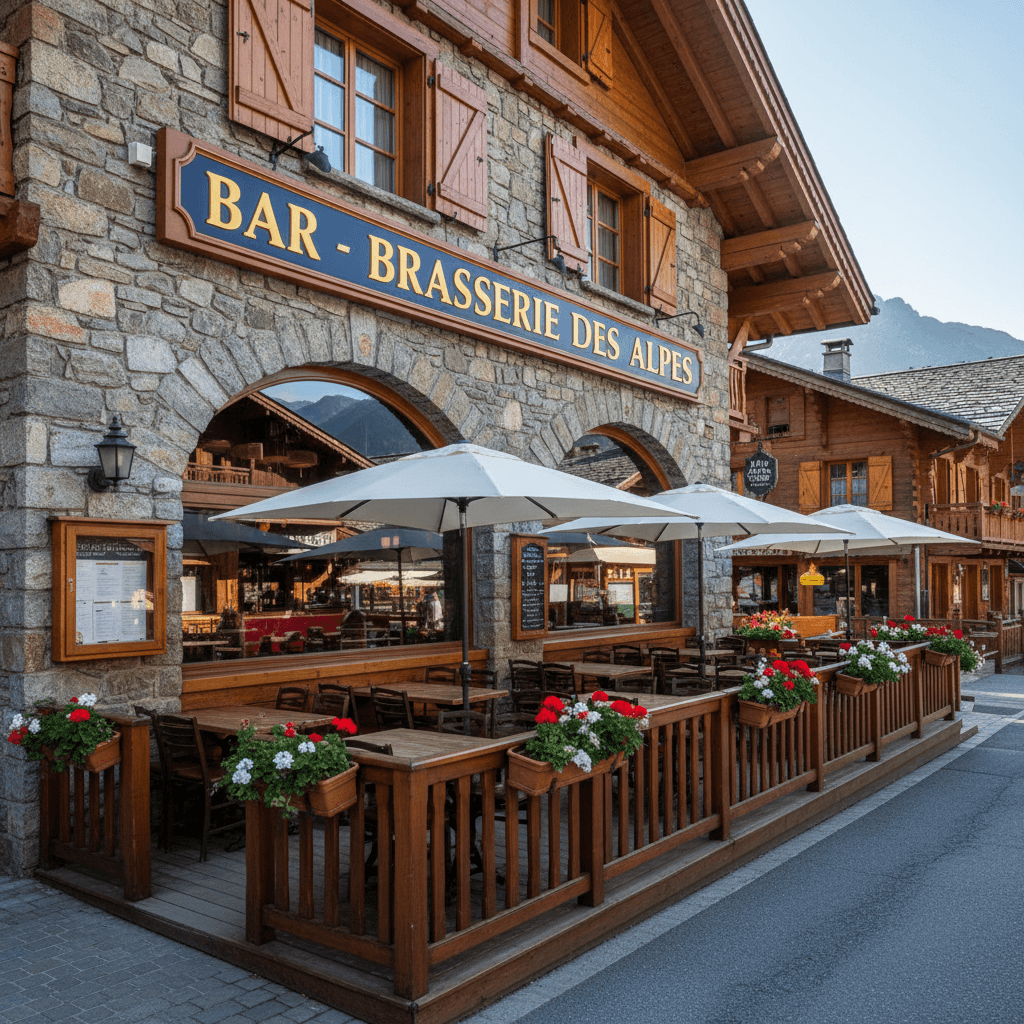 Bar-brasserie à Le Grand-Bornand : terrasse - licence IV - Image 1