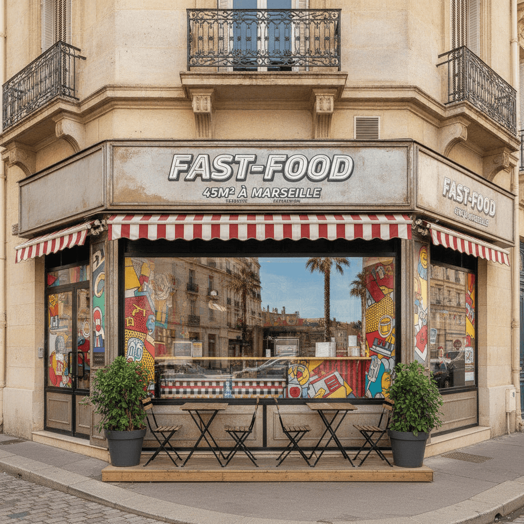 Fast-food 45m² à Marseille : terrasse - extraction