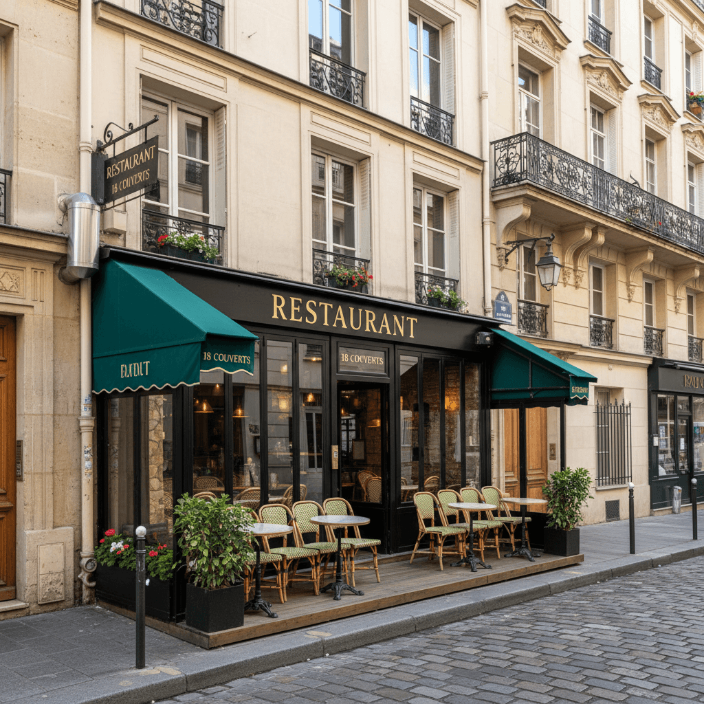 Restaurant 18 couverts à Paris : terrasse - extraction
