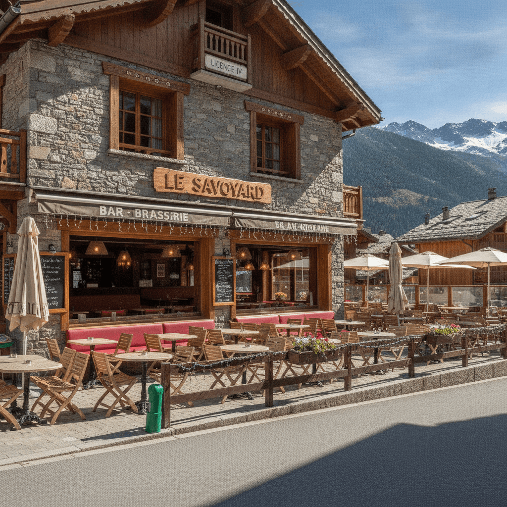 Bar-brasserie à Les Avanchers-Valmorel : terrasse - licence IV - Image 1