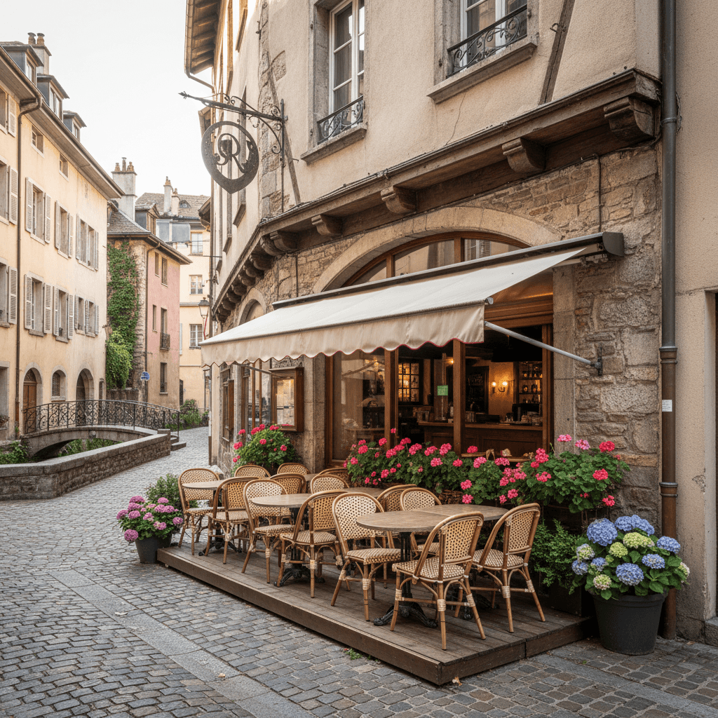 Restaurant 65m² à Annecy : terrasse - cuisine équipée - Image 1