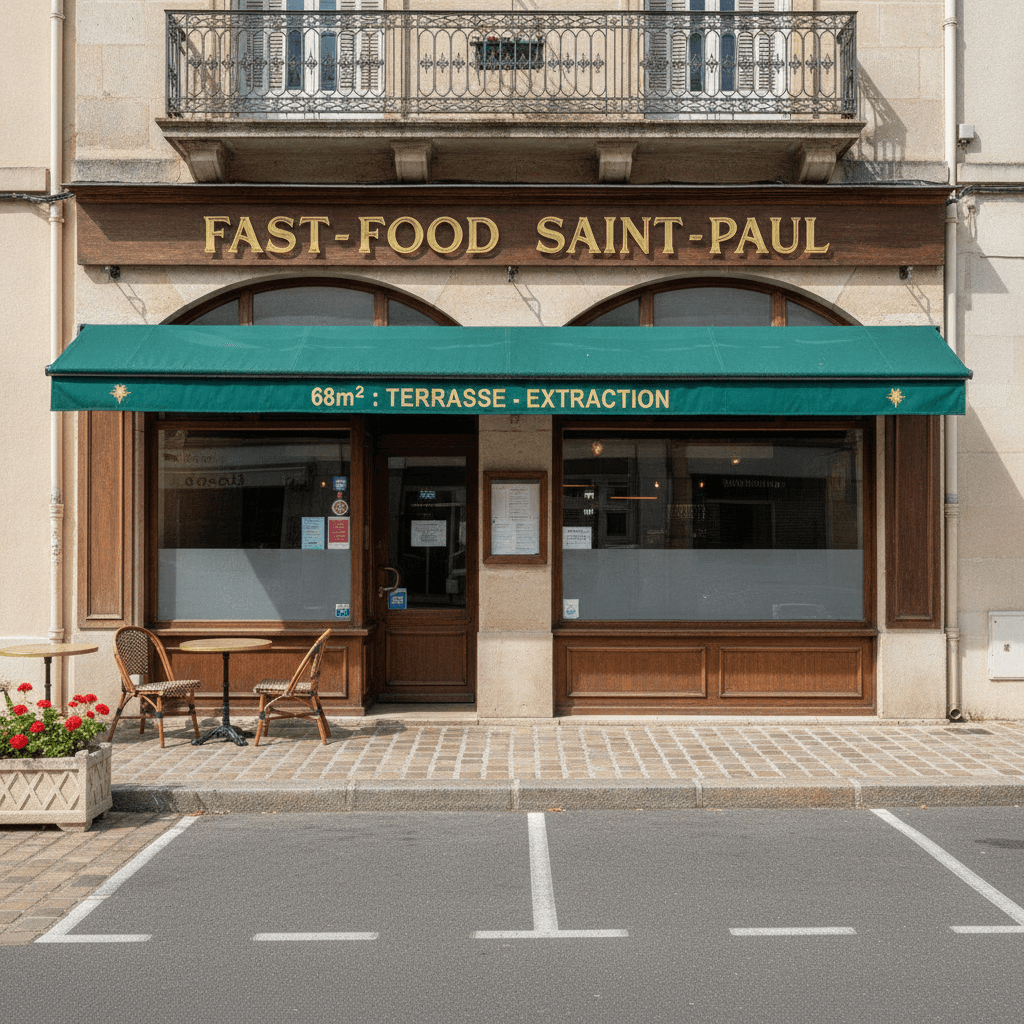 Fast-food 68m² à Saint-Paul : terrasse - extraction - Image 1