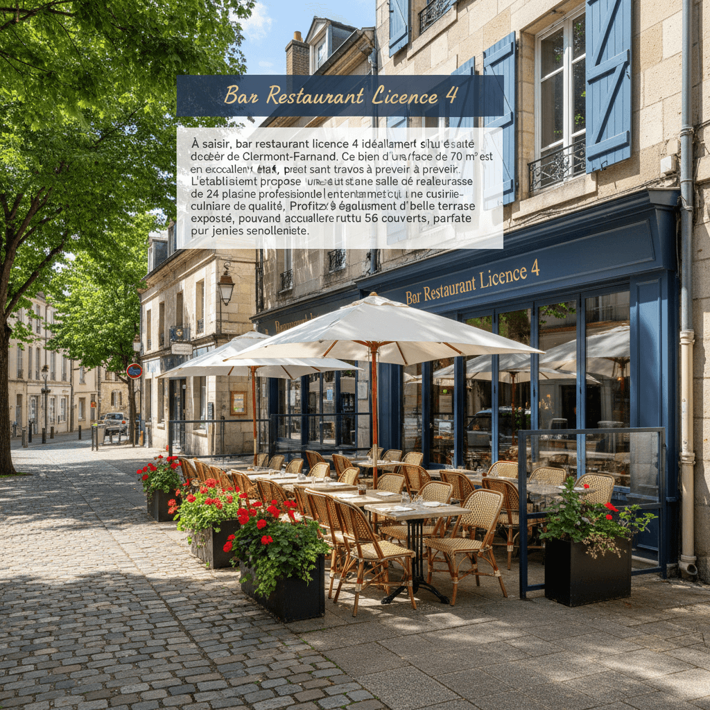 Restaurant 70m² à Clermont-Ferrand : terrasse - licence IV