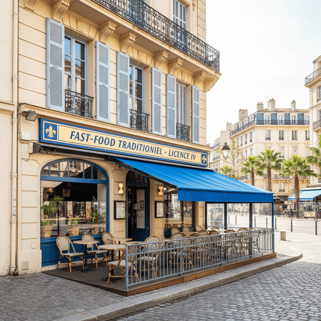 Fast-food à Marseille : terrasse - licence IV