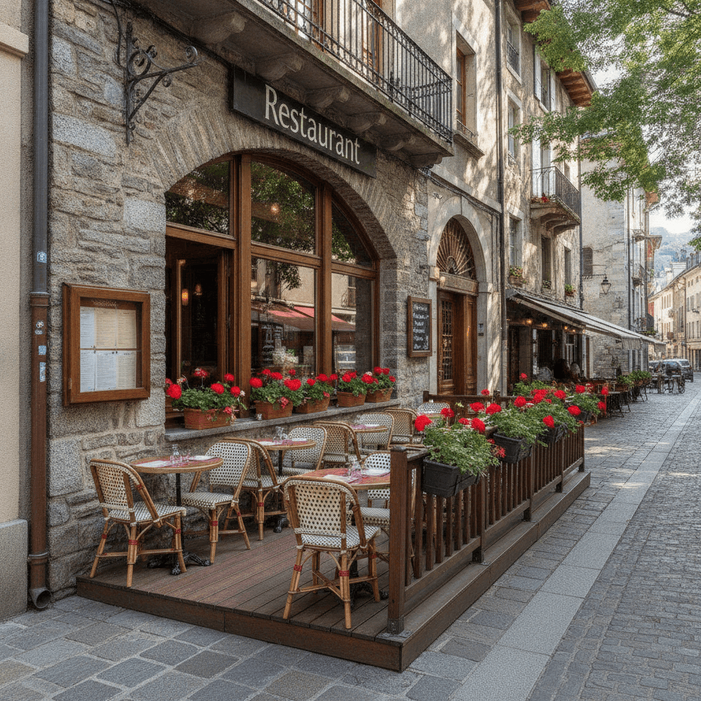 Restaurant à Annecy : terrasse - cuisine équipée - Image 1