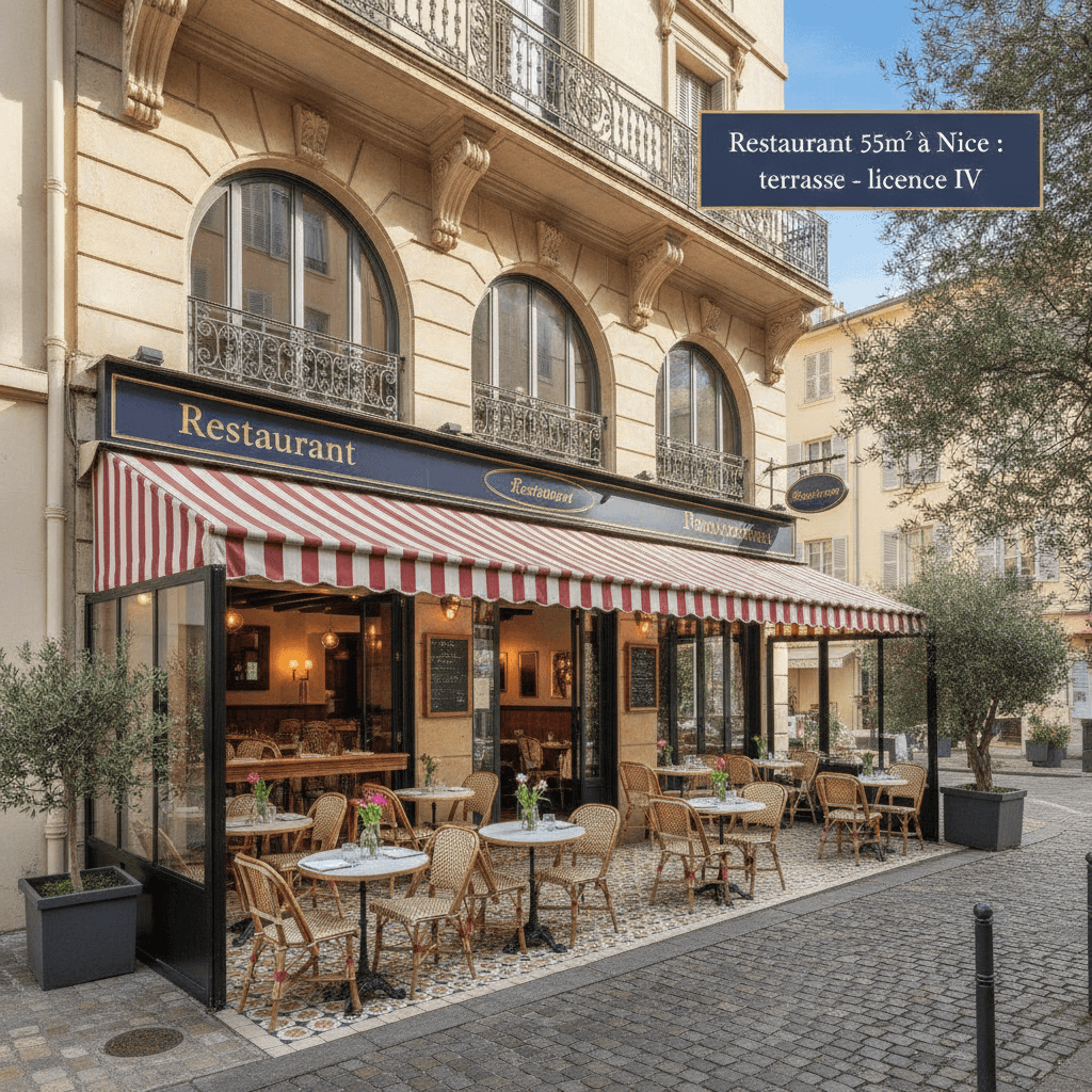 Restaurant 55m² à Nice : terrasse - licence IV