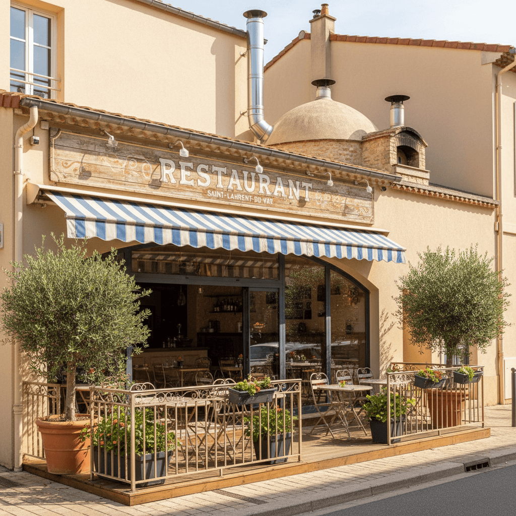 Restaurant à Saint-Laurent-Du-Var : terrasse - extraction - Image 1
