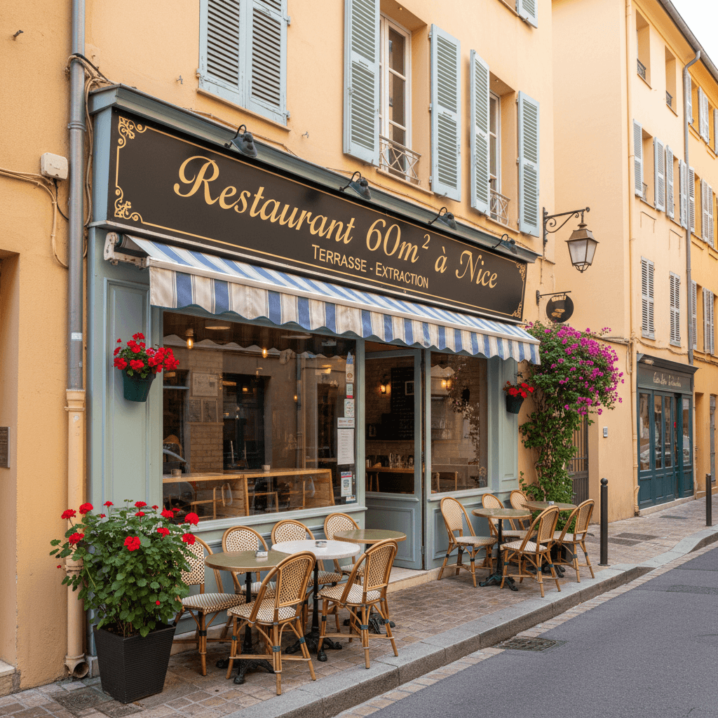 Restaurant 60m² à Nice : terrasse - extraction