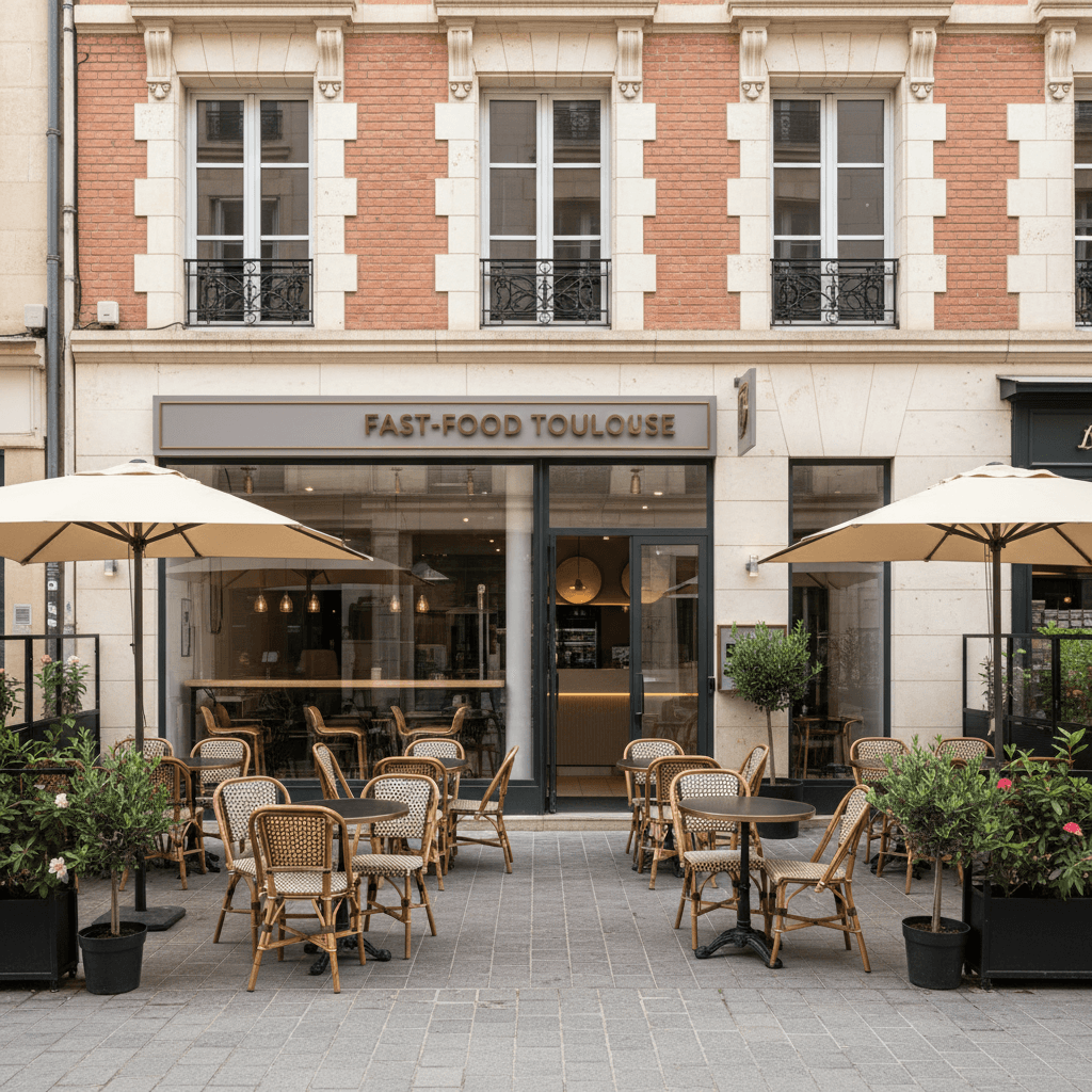 Fast-food 64m² à Toulouse : terrasse - licence IV