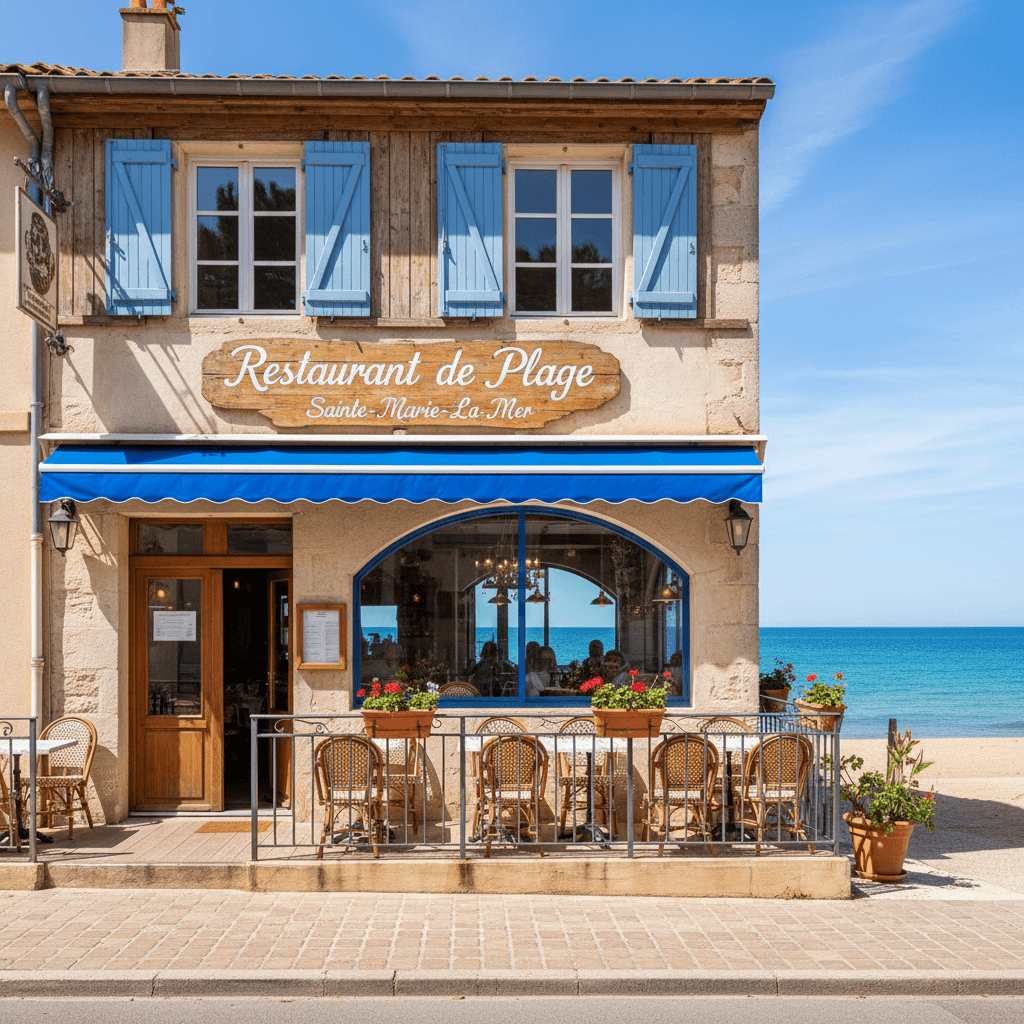 Restaurant 90m² à Sainte-Marie-La-Mer : terrasse - extraction - Image 1