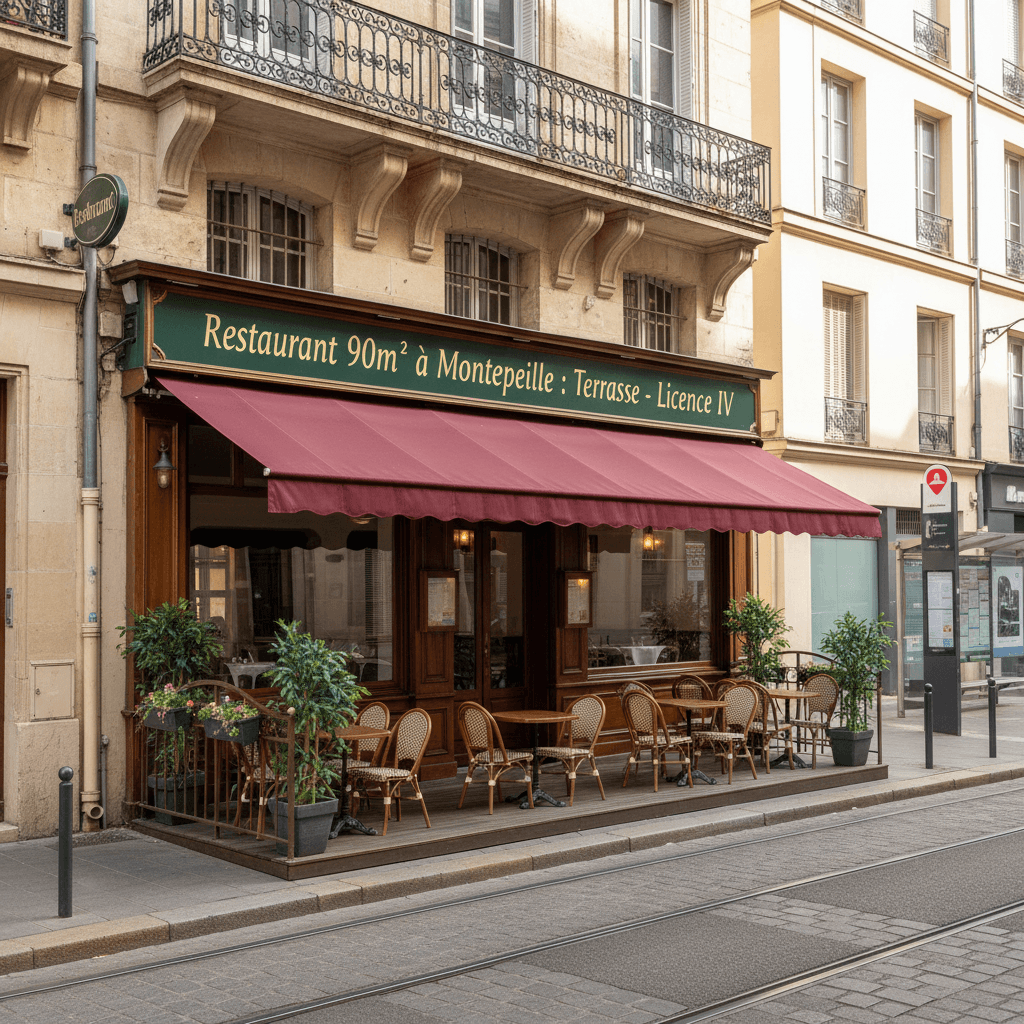 Restaurant 90m² à Montpellier : terrasse - licence IV