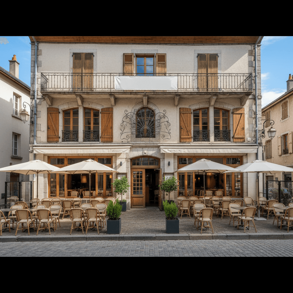 Restaurant à La Roche-Sur-Foron : terrasse - licence IV - Image 1