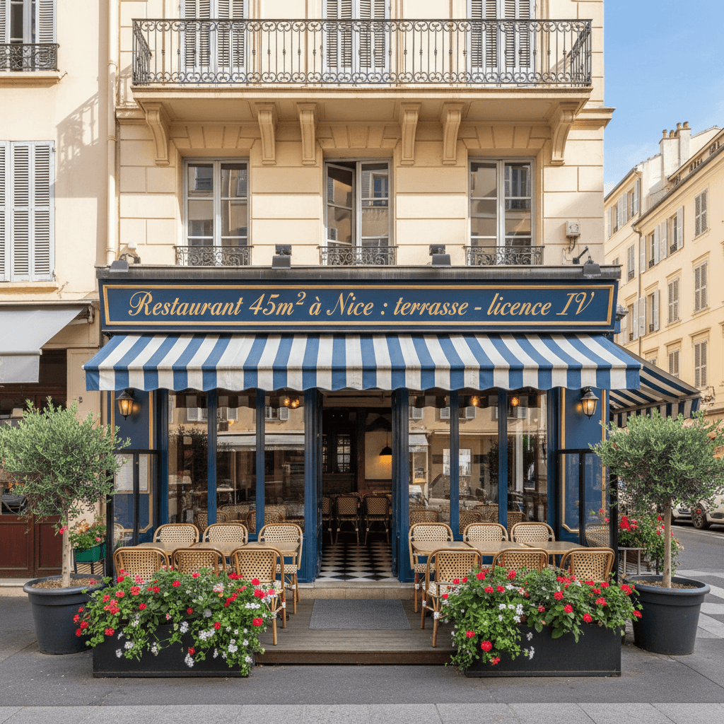 Restaurant 45m² à Nice : terrasse - licence IV