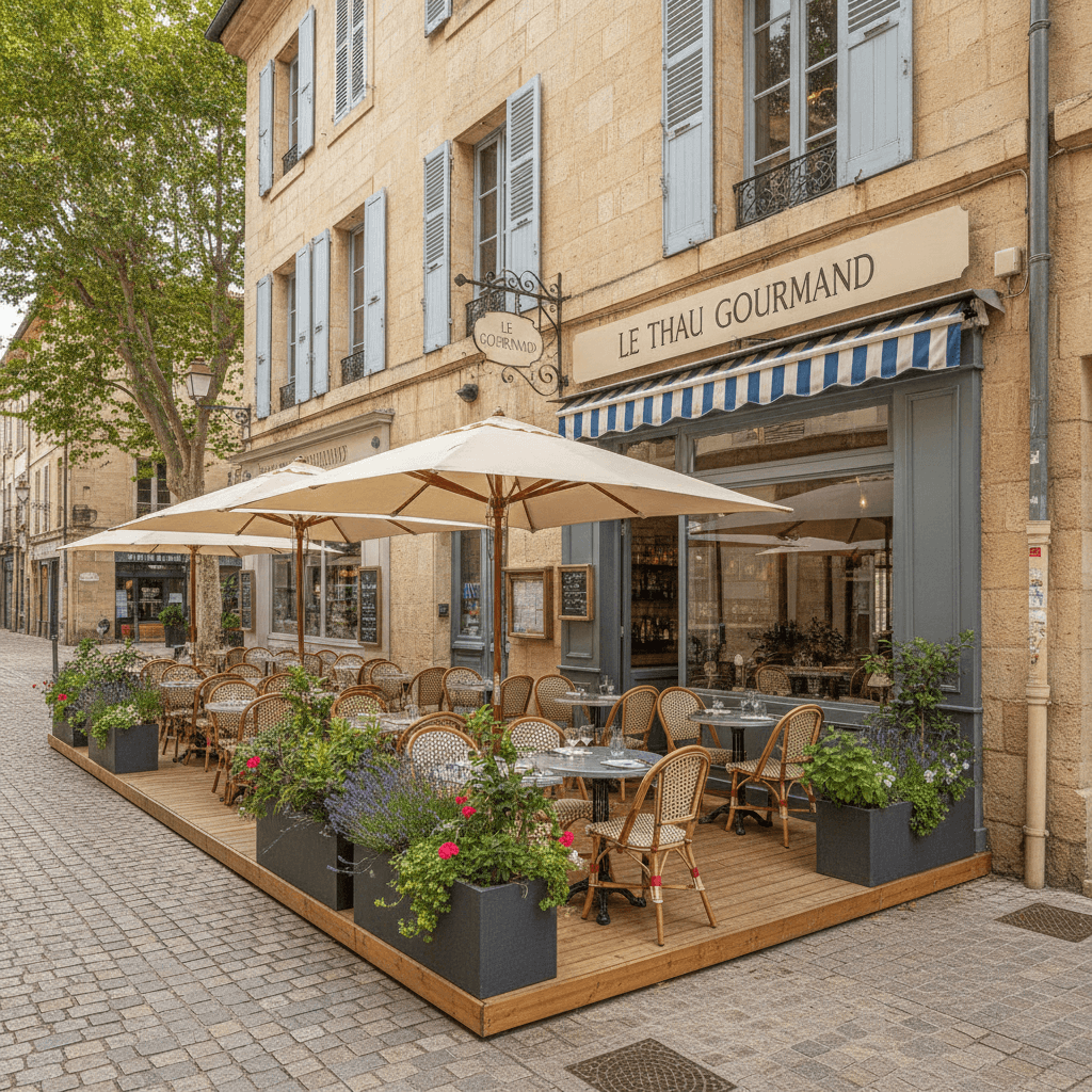 Restaurant à Montpellier : terrasse - cuisine équipée