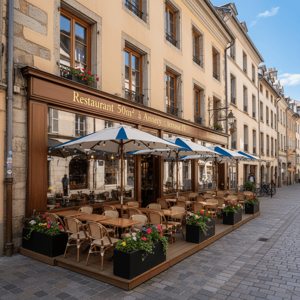 Restaurant 50m² à Annecy : terrasse - licence IV