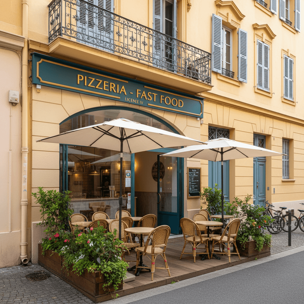 Fast-food 50m² à Nice : terrasse - licence IV