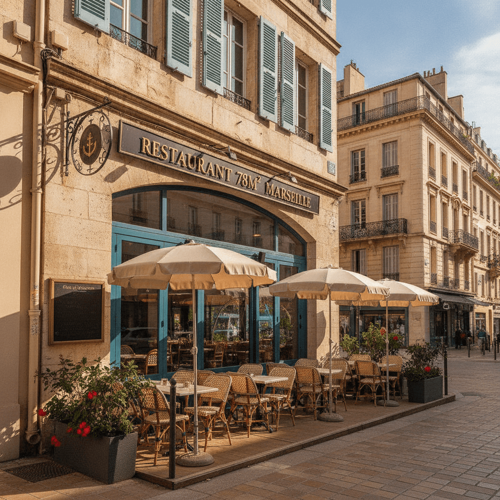 Restaurant 78m² à Marseille : terrasse - licence IV