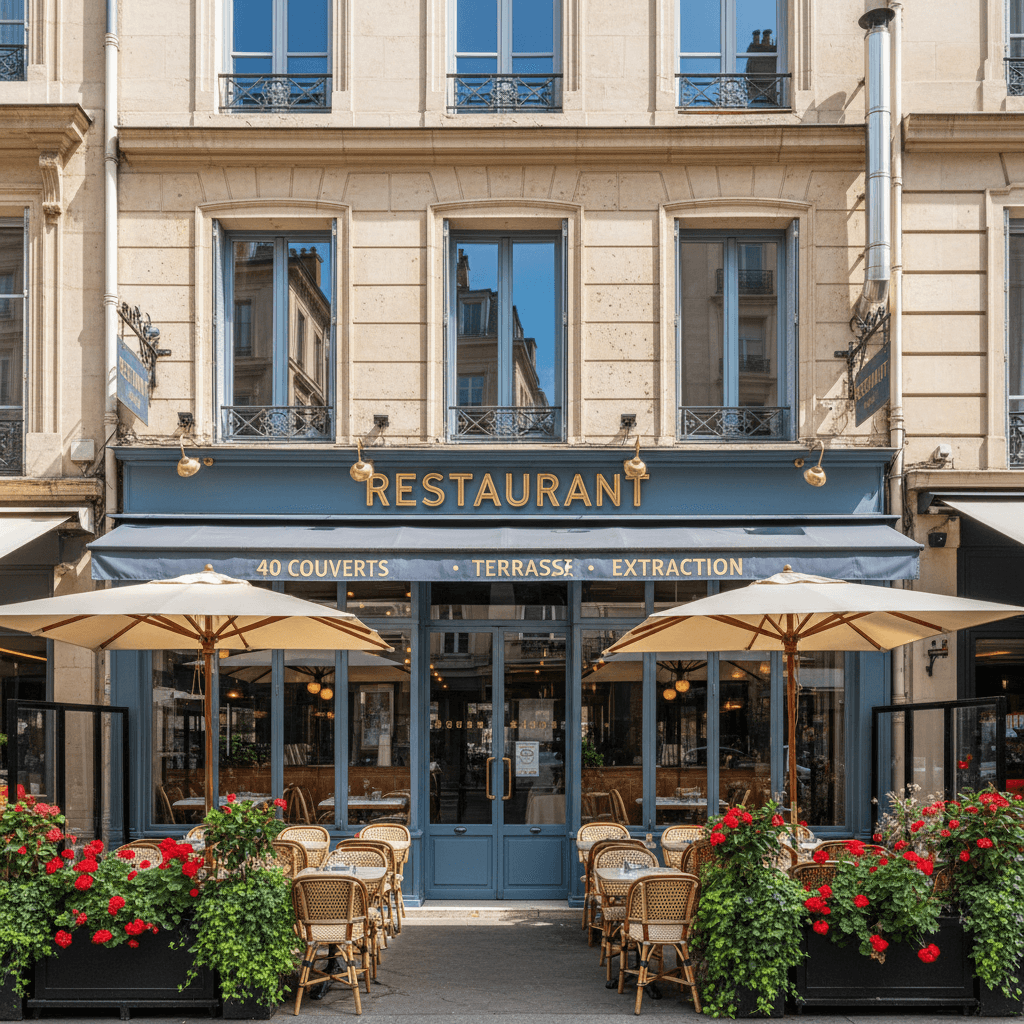 Restaurant 40 couverts à Lyon : terrasse - extraction