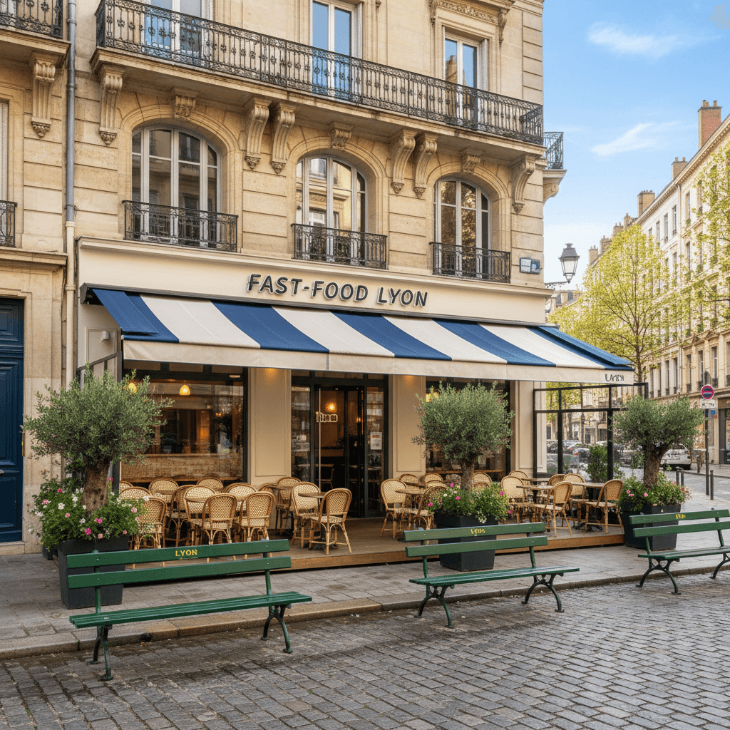 Fast-food 171m² à Lyon : terrasse - licence IV