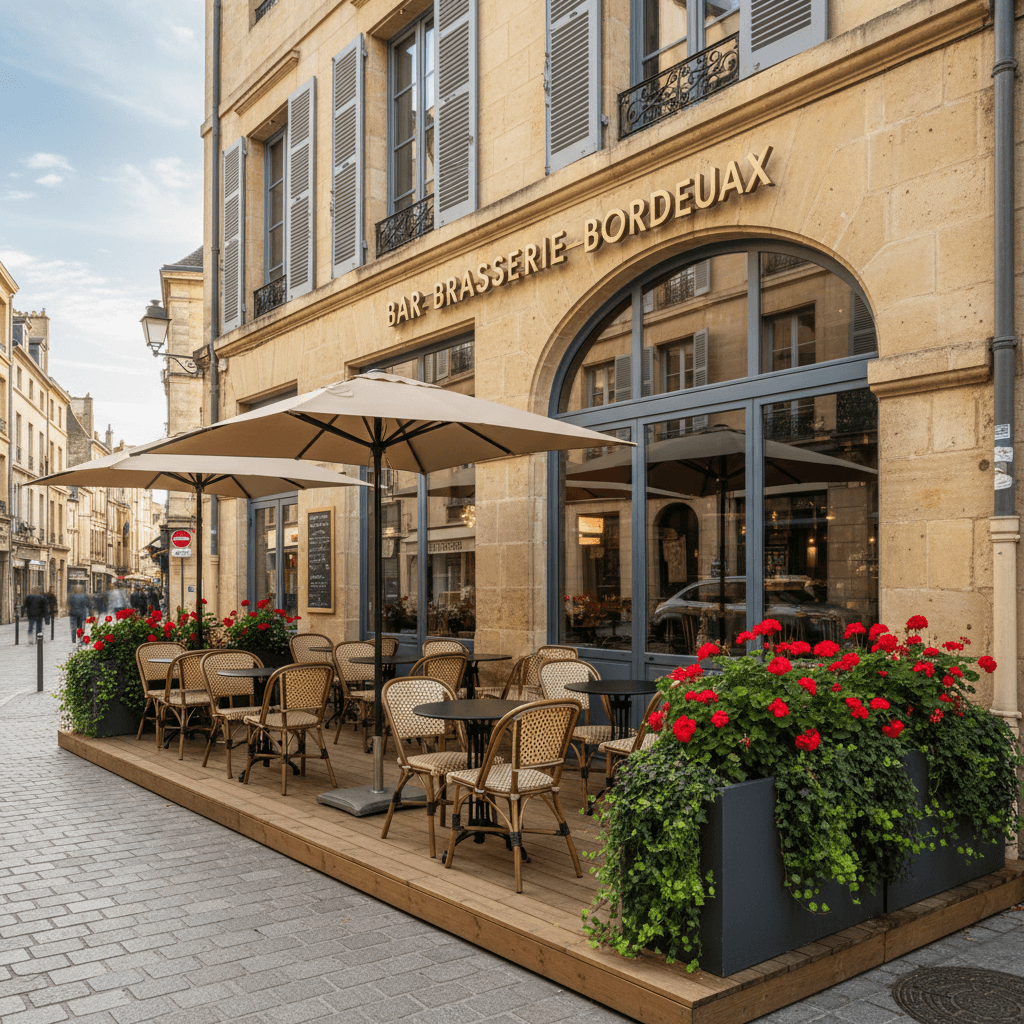 Bar-brasserie 78m² à Bordeaux : terrasse - licence IV