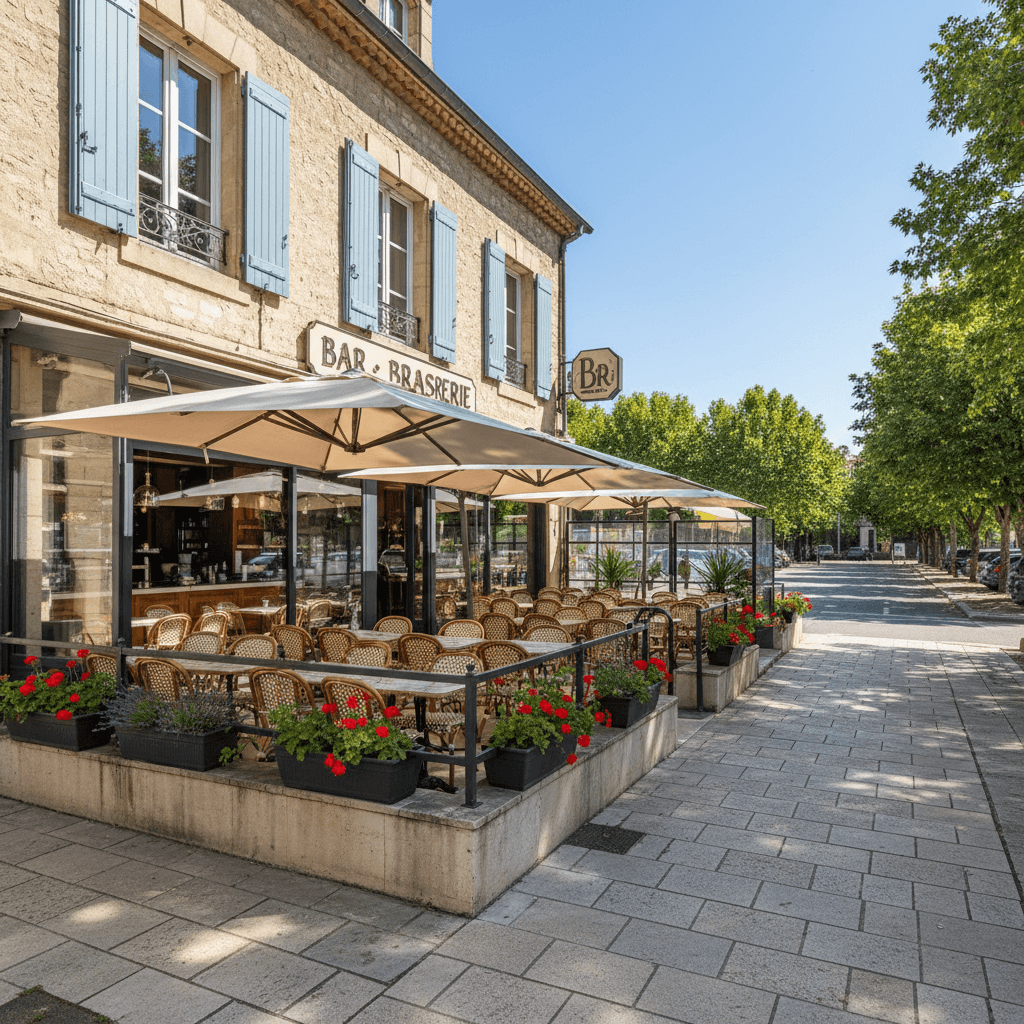Bar-brasserie 300m² à Montpellier : terrasse - licence IV