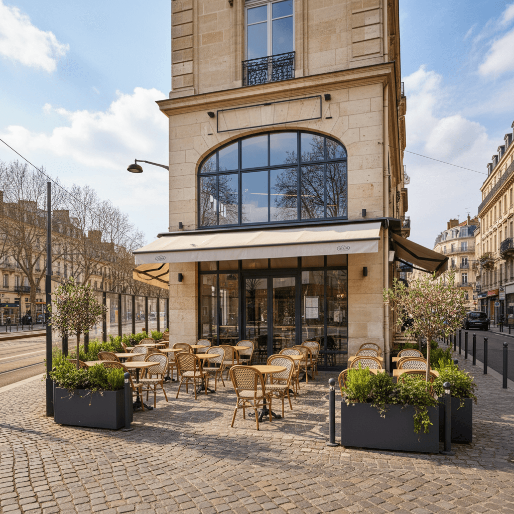 Fast-food 55m² à Bordeaux : terrasse - cuisine équipée