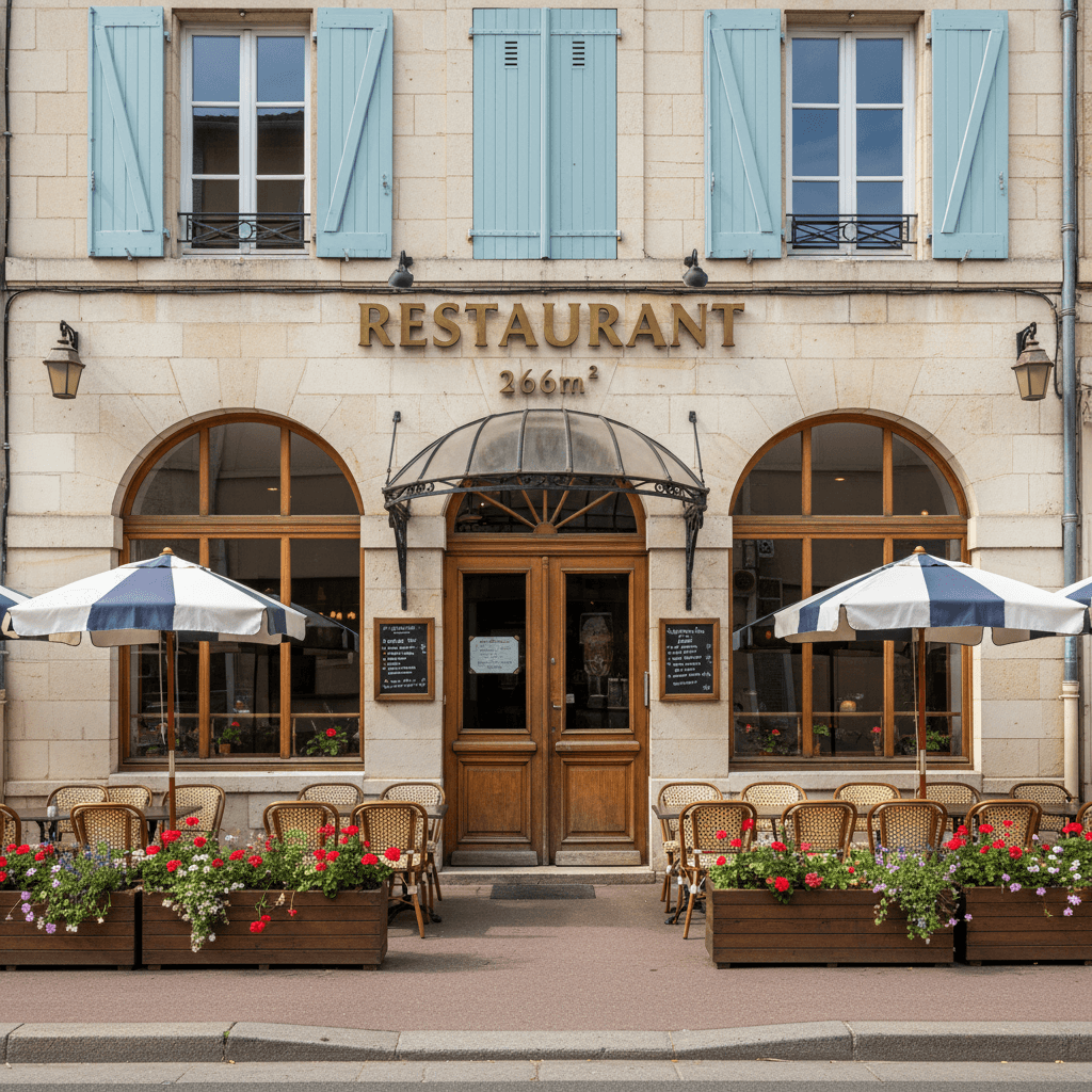 Restaurant 266m² à Genas : terrasse - extraction