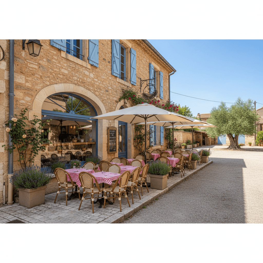 Restaurant à Lagnes : terrasse - licence IV