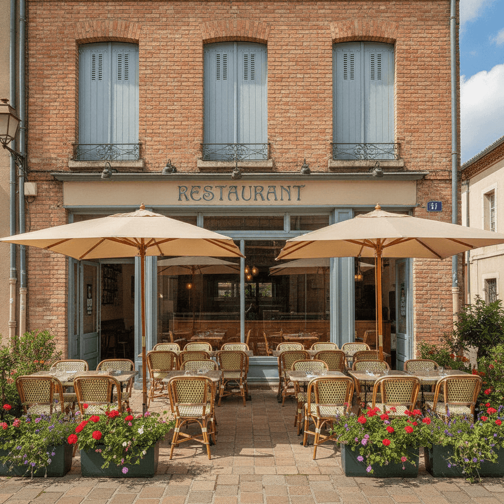 Restaurant 50m² à Toulouse : terrasse - cuisine équipée