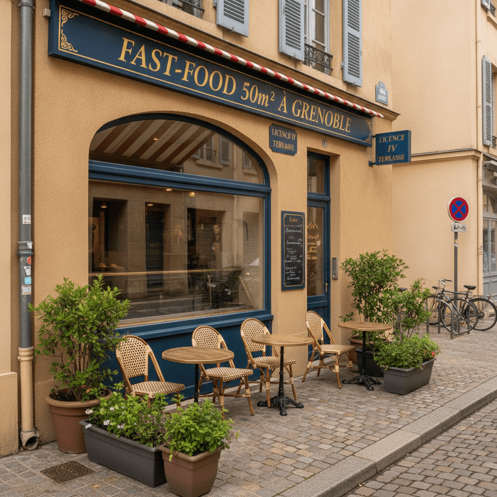 Fast-food 50m² à Grenoble : terrasse - licence IV