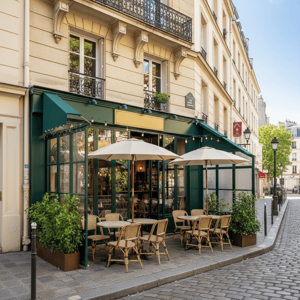 Restaurant 45 couverts à Paris : terrasse - extraction