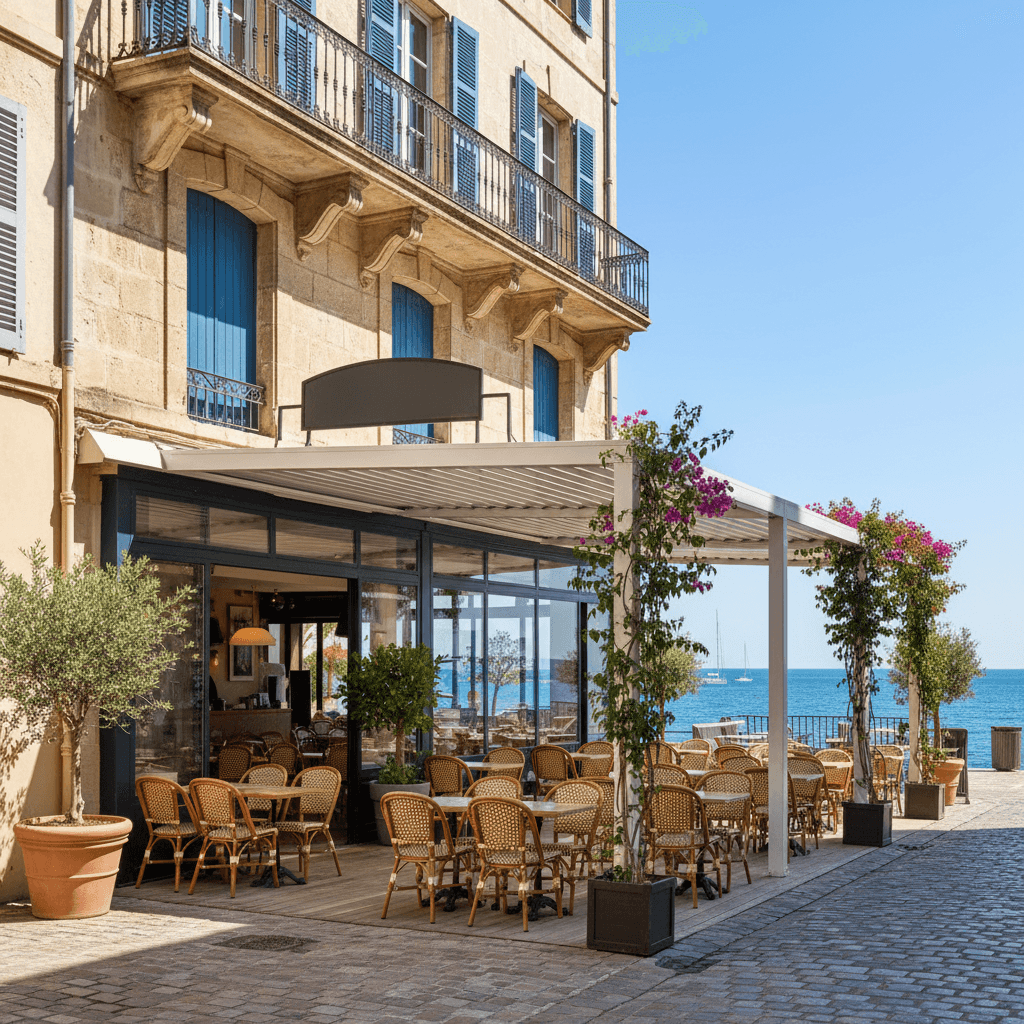 Restaurant 80m² à Toulon : terrasse - extraction