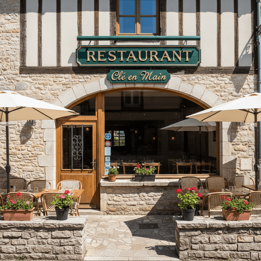 Restaurant 163m² à Najac : terrasse - extraction - Image 1