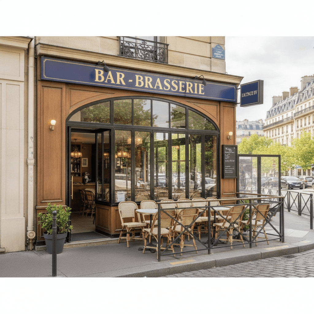 Bar-brasserie 20 couverts à Paris : terrasse - licence IV