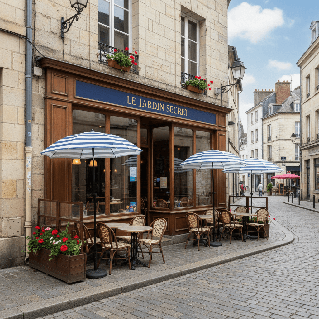 Restaurant 30m² à Angers : terrasse - cuisine équipée