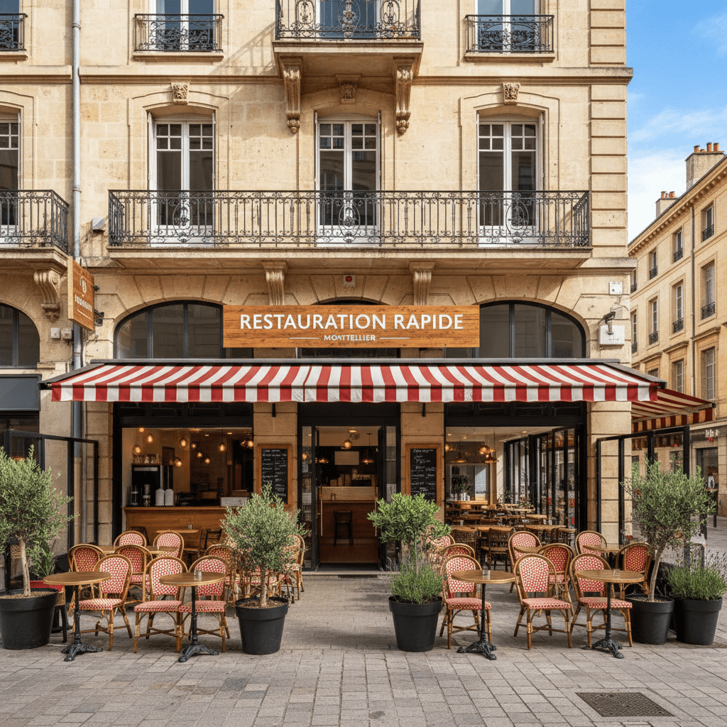 Fast-food à Montpellier : terrasse - extraction - Image 1