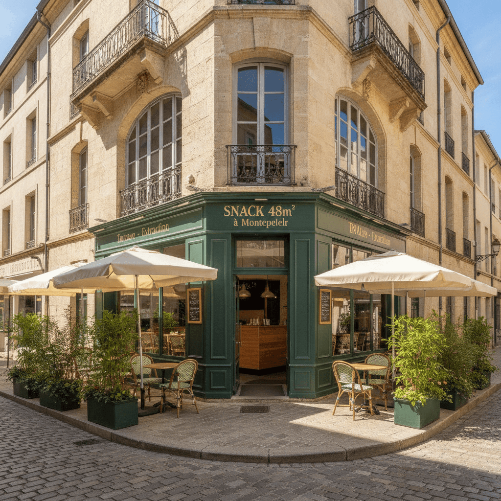 Snack 48m² à Montpellier : terrasse - extraction