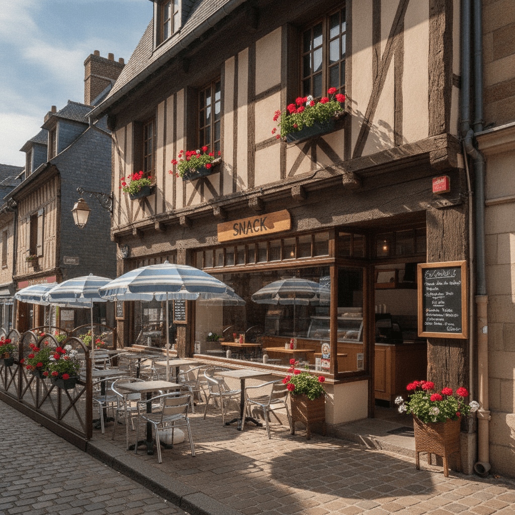 Snack 60m² à Honfleur : terrasse - cave/réserve