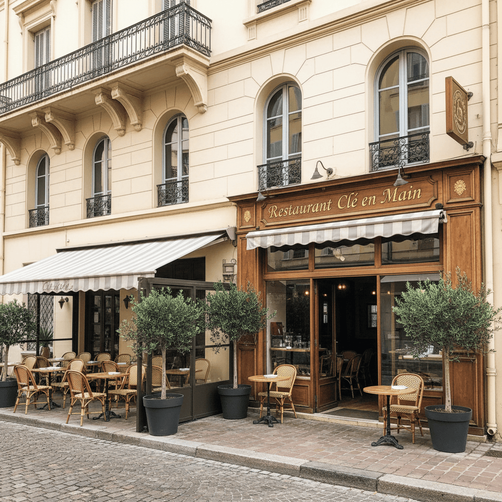 Restaurant à Nice : terrasse - cuisine équipée