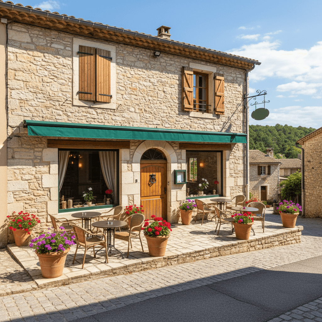 Restaurant à La Roque-Sur-Cèze : terrasse - extraction - Image 1