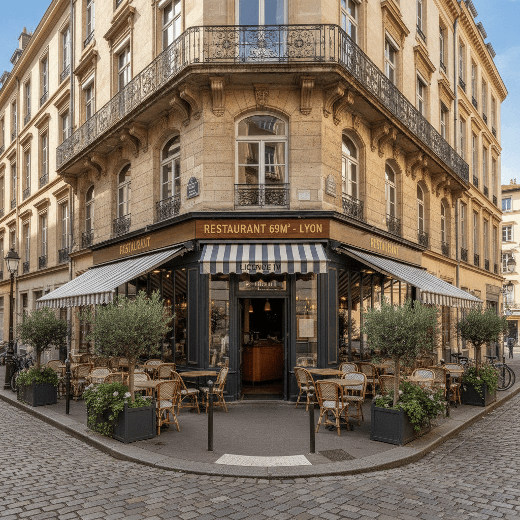 Restaurant 69m² à Lyon : terrasse - licence IV